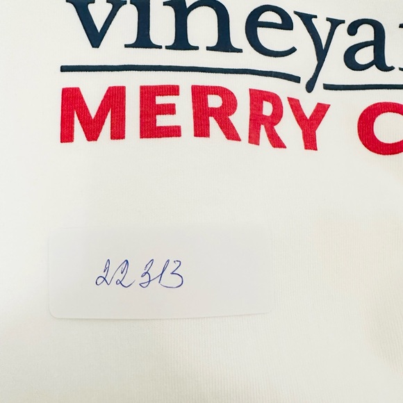NWT Vineyard Vines Merry Christmas Scoop Neck Pocket Tee Shirt White Women's L - Picture 6 of 6